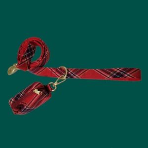 Red Plaid Dog Leash (for teacup/small breeds)
